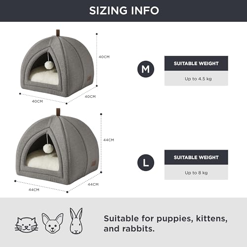 Bedsure Cat Cave Bed Igloo - Cat Tent Bed House with Removable Washable Cushion Pillow Foldable Portable Pet Bed,Dark Grey, 40x40x40cm