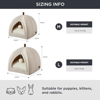 Bedsure Cat Cave Bed Igloo - Cat Tent Bed House with Removable Washable Cushion Pillow Foldable Portable Pet Bed,Dark Grey, 40x40x40cm