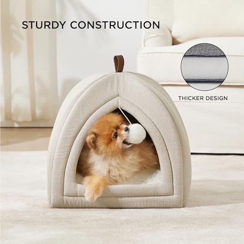 Bedsure Cat Cave Bed Igloo - Cat Tent Bed House with Removable Washable Cushion Pillow Foldable Portable Pet Bed,Dark Grey, 40x40x40cm