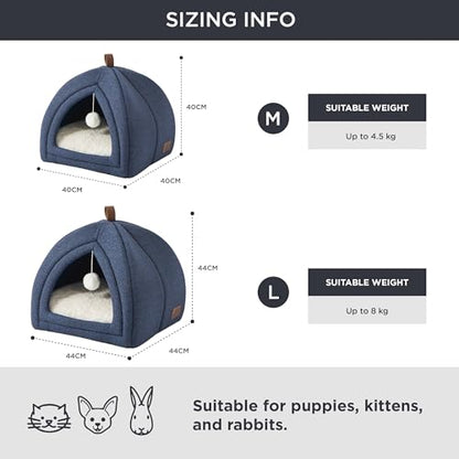 Bedsure Cat Cave Bed Igloo - Cat Tent Bed House with Removable Washable Cushion Pillow Foldable Portable Pet Bed,Dark Grey, 40x40x40cm