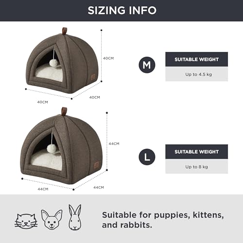 Bedsure Cat Cave Bed Igloo - Cat Tent Bed House with Removable Washable Cushion Pillow Foldable Portable Pet Bed,Dark Grey, 40x40x40cm