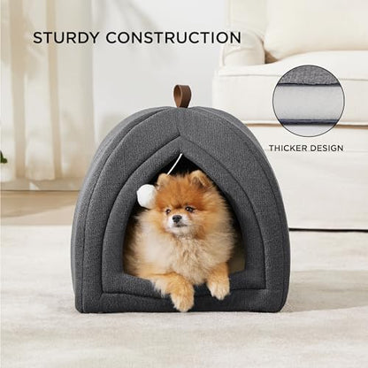 Bedsure Cat Cave Bed Igloo - Cat Tent Bed House with Removable Washable Cushion Pillow Foldable Portable Pet Bed,Dark Grey, 40x40x40cm