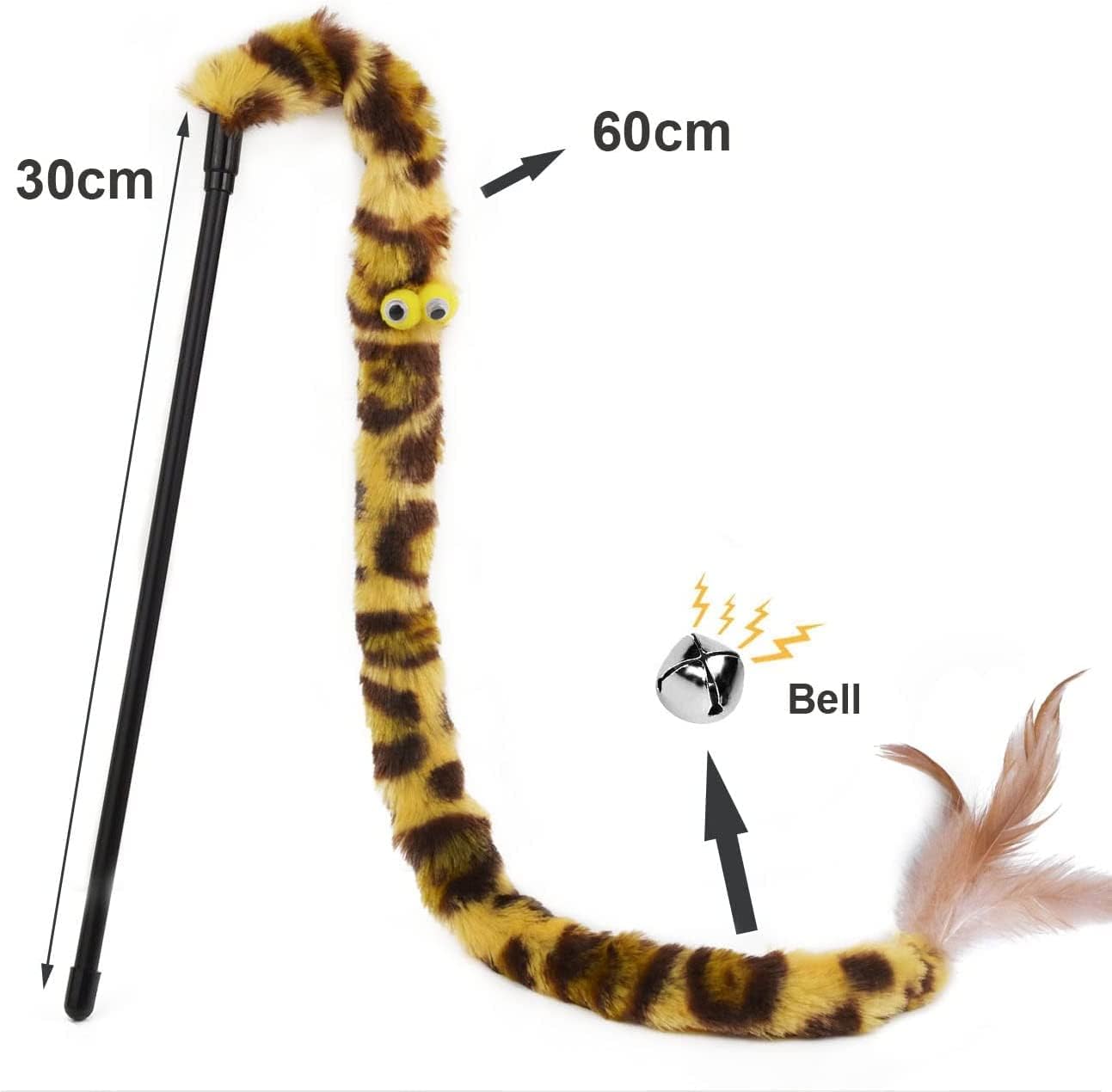 Cat Feather Toys, Interactive Cat Teaser Wand with Bells and Feather, Cat Toys for Indoor Cats Kitten Interactive Training