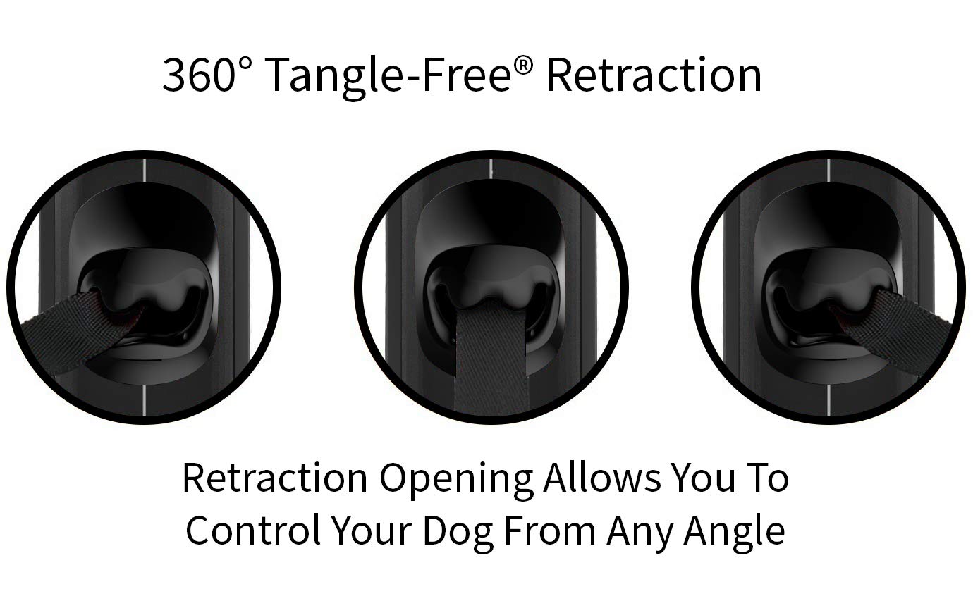 TUG Oval 360° Tangle-Free Retractable Dog Lead with Integrated Waste Bag Dispenser (Medium, Grey)