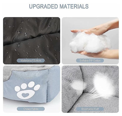 SuperGift.com Dog Cat Bed Soft, Fluffy Puppy Bed, Warm and Soft Pet Cosy Anti Anxiety Beds with Non-Slip Bottom and Washable, Grey (Medium)