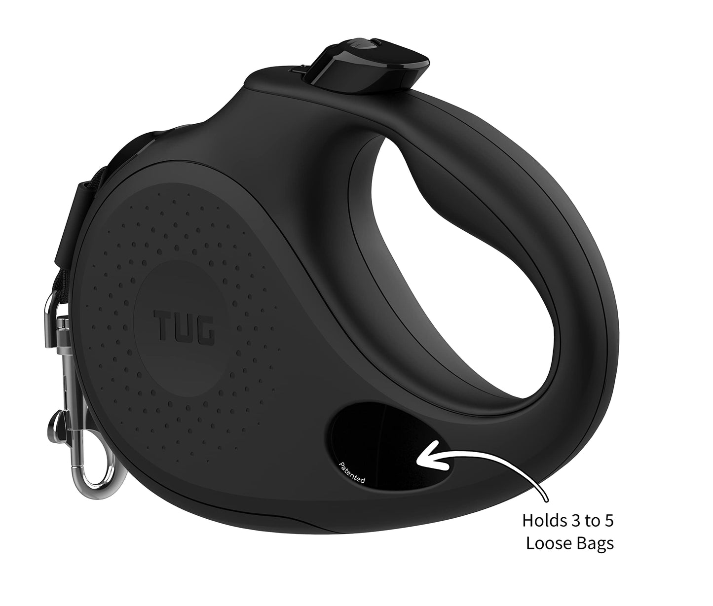 TUG Oval 360° Tangle-Free Retractable Dog Lead with Integrated Waste Bag Dispenser (Medium, Grey)