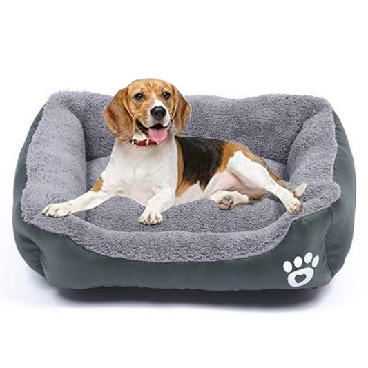 SuperGift.com Dog Cat Bed Soft, Fluffy Puppy Bed, Warm and Soft Pet Cosy Anti Anxiety Beds with Non-Slip Bottom and Washable, Grey (Medium)