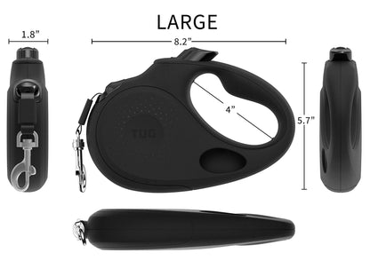 TUG Oval 360° Tangle-Free Retractable Dog Lead with Integrated Waste Bag Dispenser (Medium, Grey)