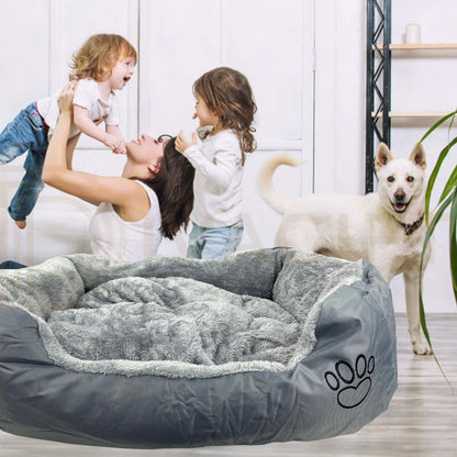 SuperGift.com Dog Cat Bed Soft, Fluffy Puppy Bed, Warm and Soft Pet Cosy Anti Anxiety Beds with Non-Slip Bottom and Washable, Grey (Medium)