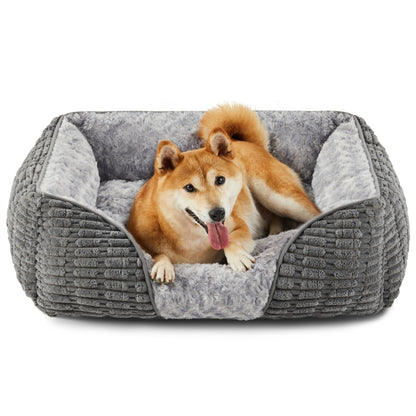 Heymamba Large Dog Bed Rectangle 76x61x23cm, Calming Dog Bed with Opening&Fluff Outward Design, Dog Beds Clearance has Machine Washable Fabric, Provides Clean Rest Space for Golden Retriever