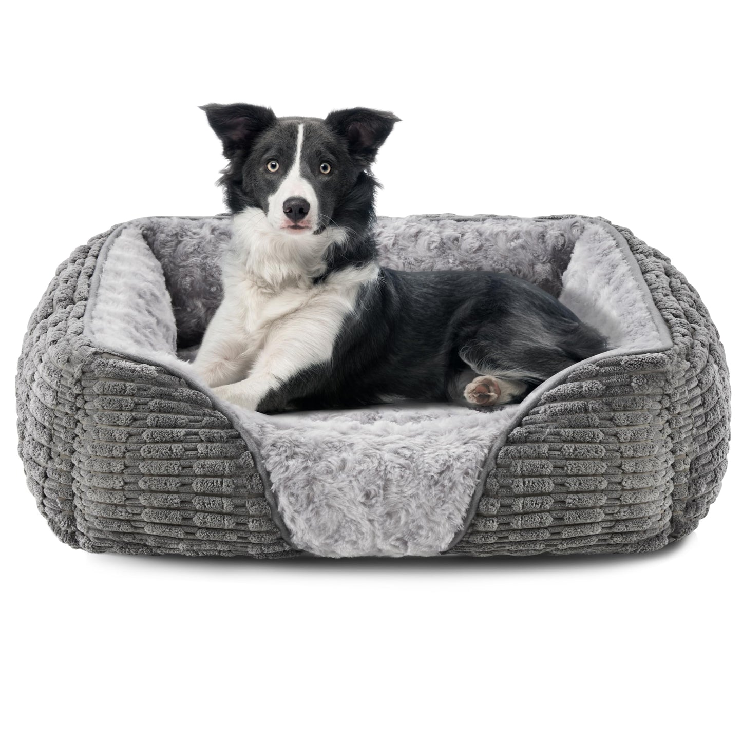 Heymamba Large Dog Bed Rectangle 76x61x23cm, Calming Dog Bed with Opening&Fluff Outward Design, Dog Beds Clearance has Machine Washable Fabric, Provides Clean Rest Space for Golden Retriever