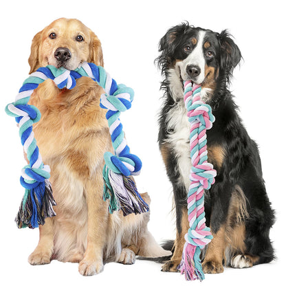 XL Dog Rope Toys for Aggressive Chewers - Set of 2 Heavy Duty XL Dog Rope Toy for Large Breed Puppy- 100% Cotton Strong, Sturdy Rope - Medium and Large Dogs for Chewing, Teething, Tug of War