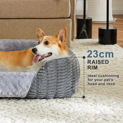 Heymamba Large Dog Bed Rectangle 76x61x23cm, Calming Dog Bed with Opening&Fluff Outward Design, Dog Beds Clearance has Machine Washable Fabric, Provides Clean Rest Space for Golden Retriever